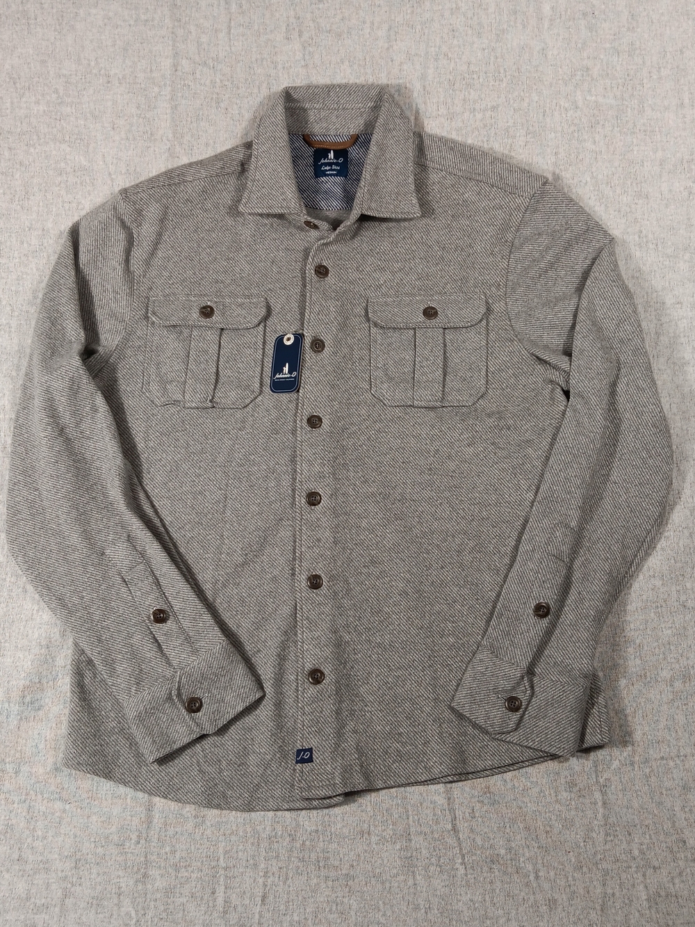 Johnnie-O Carl Lodge Flanel Light Gray Long Sleeves Shirt Size M